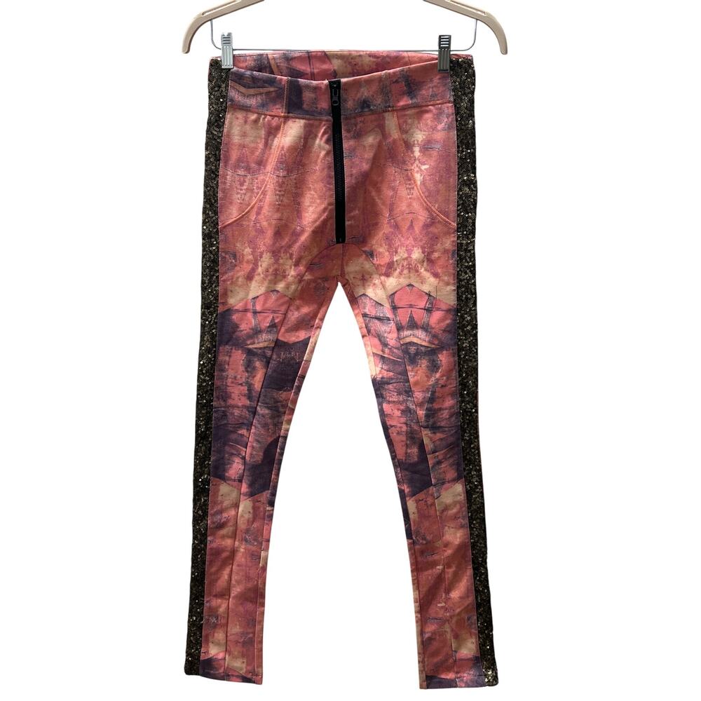 NWT One Teaspoon Sz S Pink Volcano Dragon Abstract Print Zip Skinny Jeggings